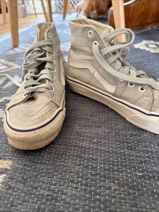 Vans Shoes - Vans High-Top Canvas Sneakers in Light Gray and White